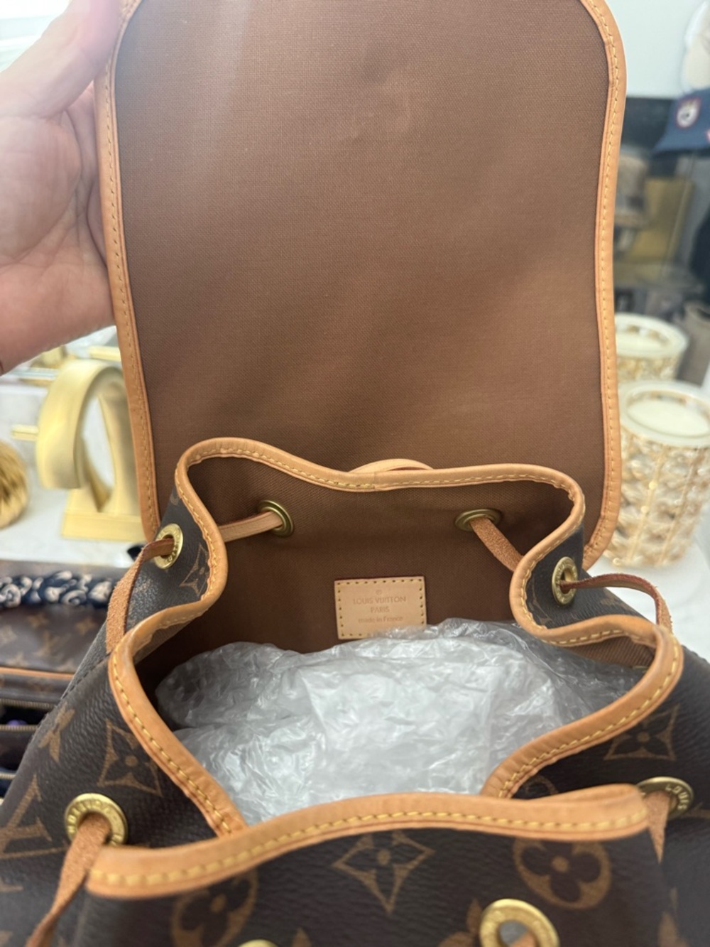 Louis Vuitton Monogram Sac de Bosphore Backpack with Tan Leather Accents - Picture 8 of 11